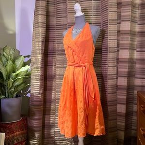 Nine West Orange Halter Dress, Polka Dot!
